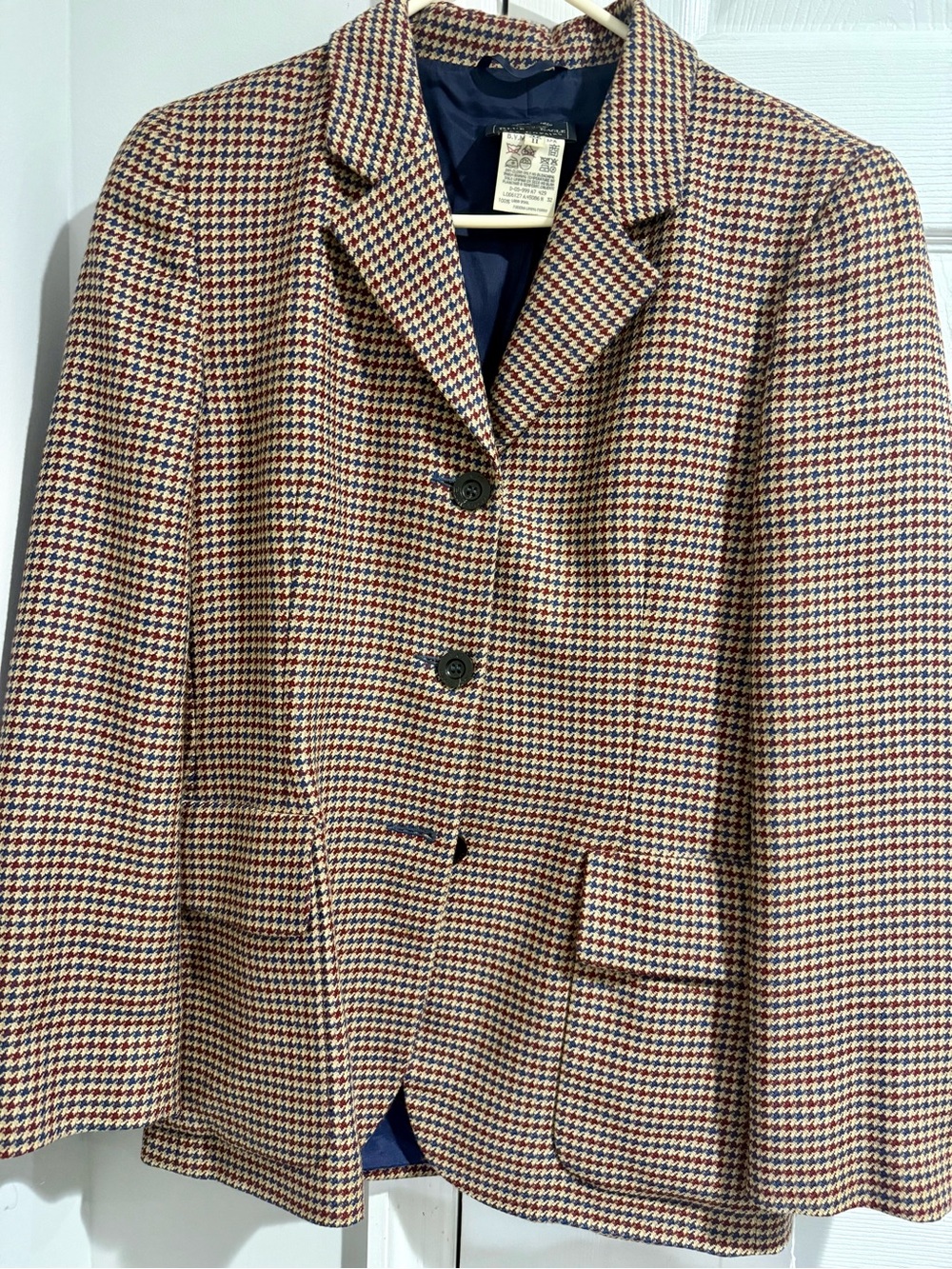 Les Copains Multi-Color Houndstooth Blazer Blue Eagle